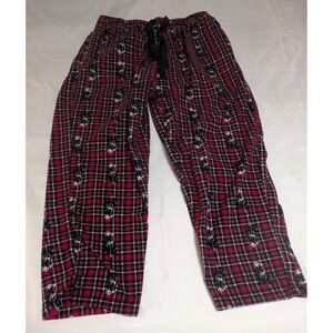Varsity‎ Sleepwear Pajama Pants Mens L Red Black Plaid Dog Print Cotton Flannel